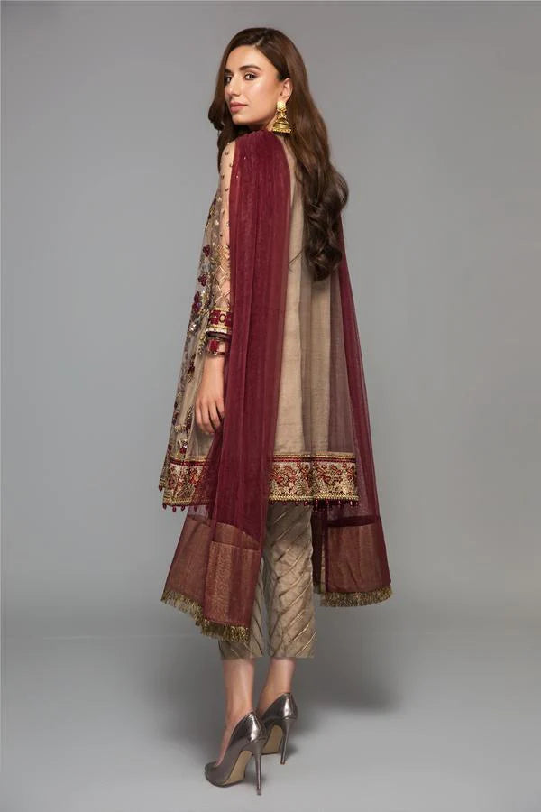 BAROQUE LUXURY EMBROIDERED CHIFFON - 3 PC UNSTITCHED