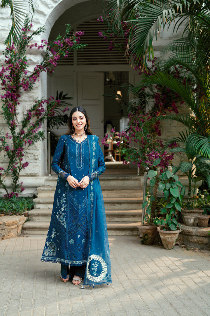 QALAMKAR LUXURY EMBROIDERED CHIKANKARI LAWN - 3 PC UNSTITCHED