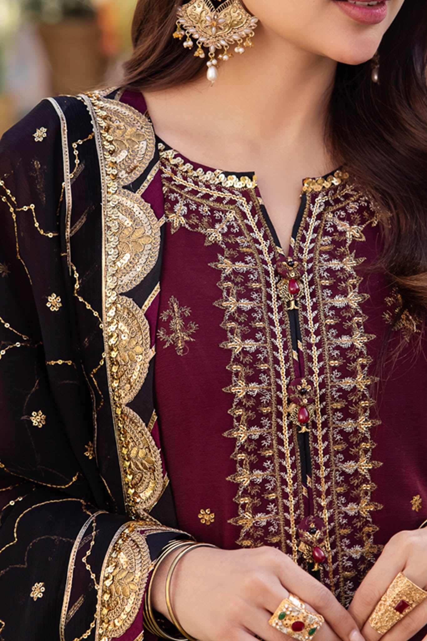 ASIM JOFA LUXURY WEDDING EMBROIDERED CHIFFON - 3 PC UNSTITCHED