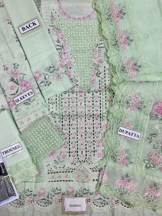 AKBAR ASLAM LUXURY EMBROIDERED CHIKANKARI LAWN - 3 PC UNSTITCHED