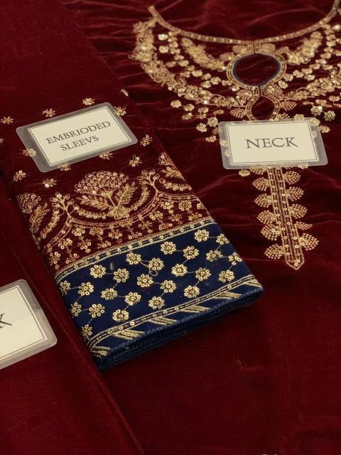 JAZMIN FORMALS EMBROIDERED VELVET - 3 PC UNSTITCHED