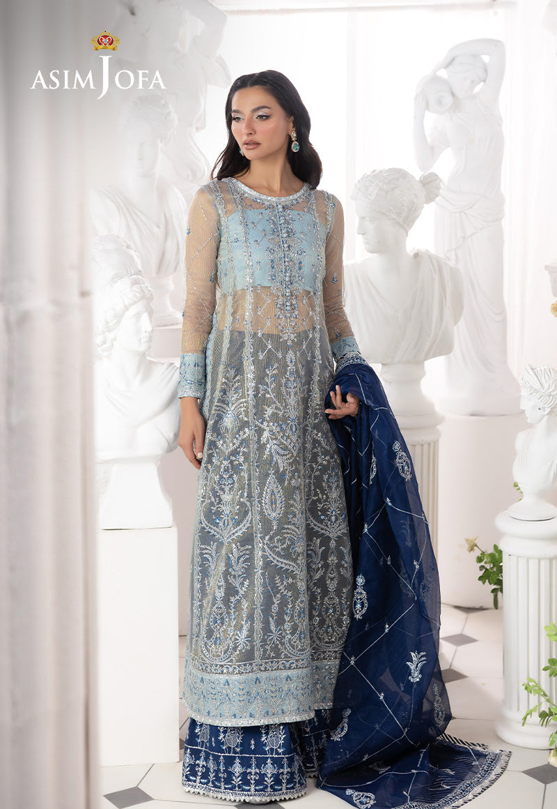 ASIM JOFA EMBROIDERED NET - 3 PC UNSTITCHED