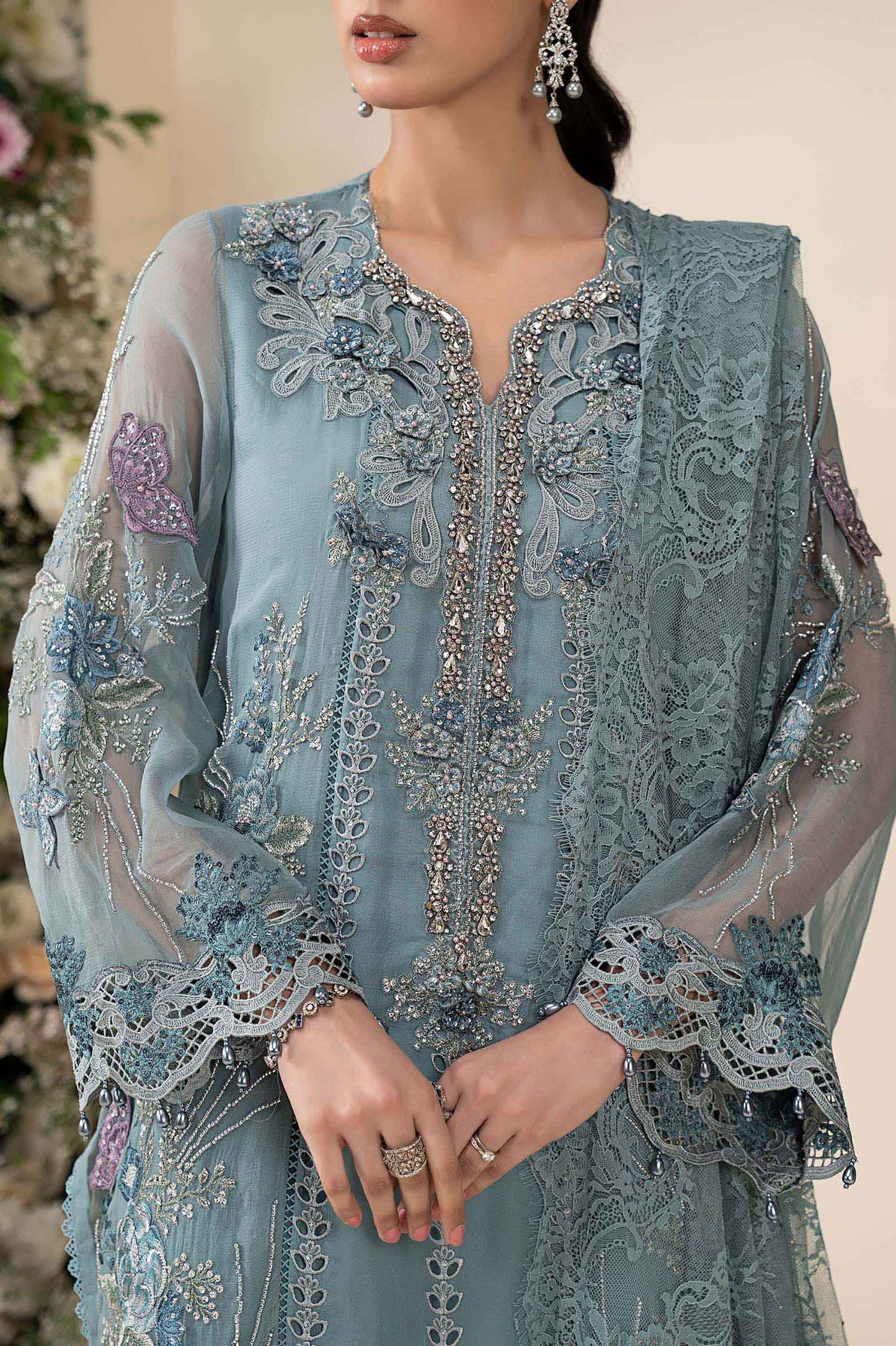 MARIA B LUXURY EMBROIDERED CHIFFON ADDA WORK - 3 PC UNSTITCHED