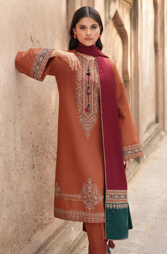 JAZMIN DHANAK EMBROIDERED - 3 PC UNSTITCHED