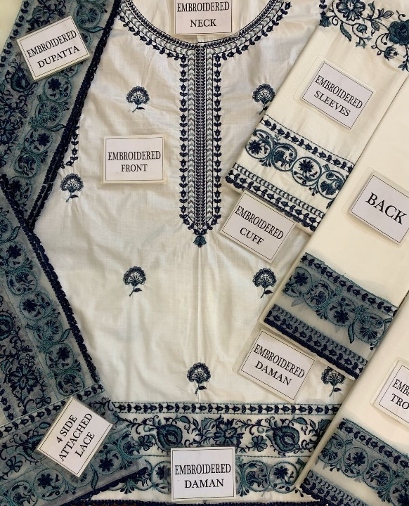 ZARQASH EMBROIDERED LAWN - 3 PC UNSTITCHED