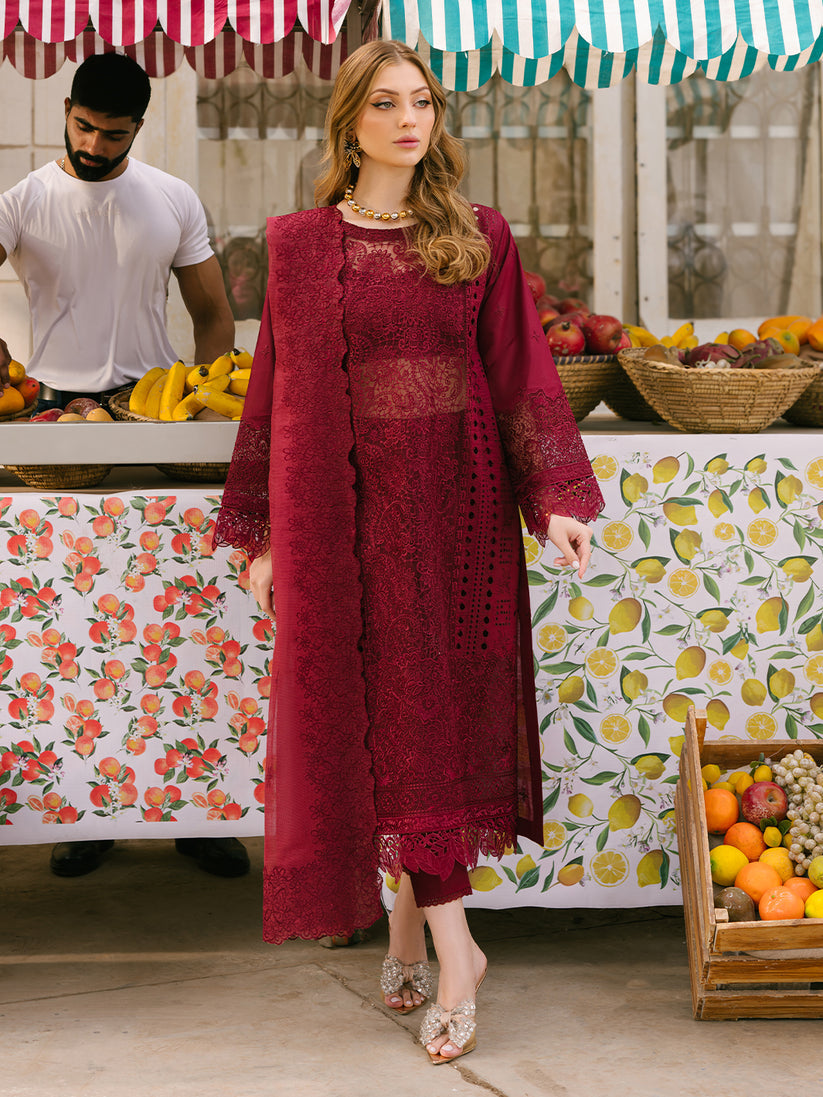 MAHNUR LUXURY EMBROIDERED CHIKANKARI LAWN - 3 PC UNSTITCHED