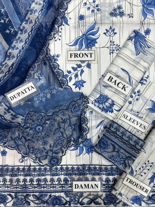 JAZMIN PRINTED & EMBROIDERED LAWN - 3 PC UNSTITCHED