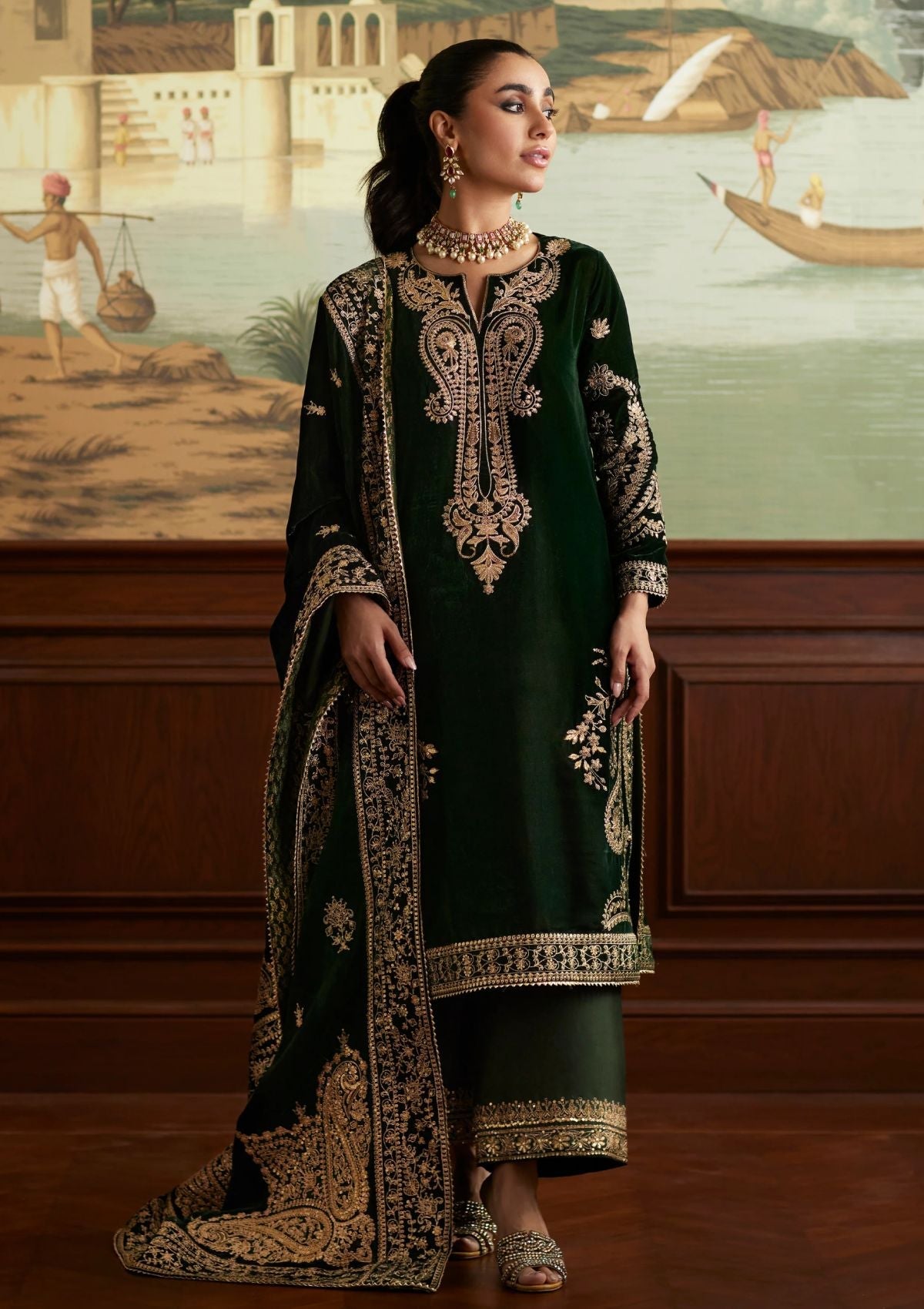 MINA HASSAN MICRO 9000 VELVET EMBROIDERED - 3 PC UNSTITCHED