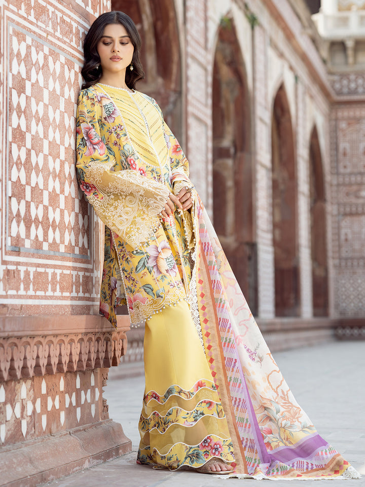 BIN ILYAS PRINTED EMBROIDERED LAWN - 3 PC UNSTITCHED
