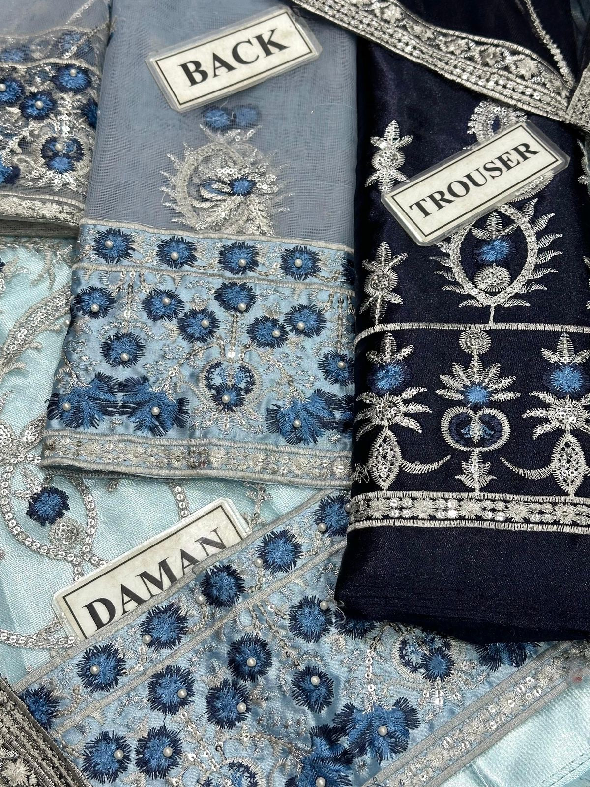 ASIM JOFA EMBROIDERED NET - 3 PC UNSTITCHED