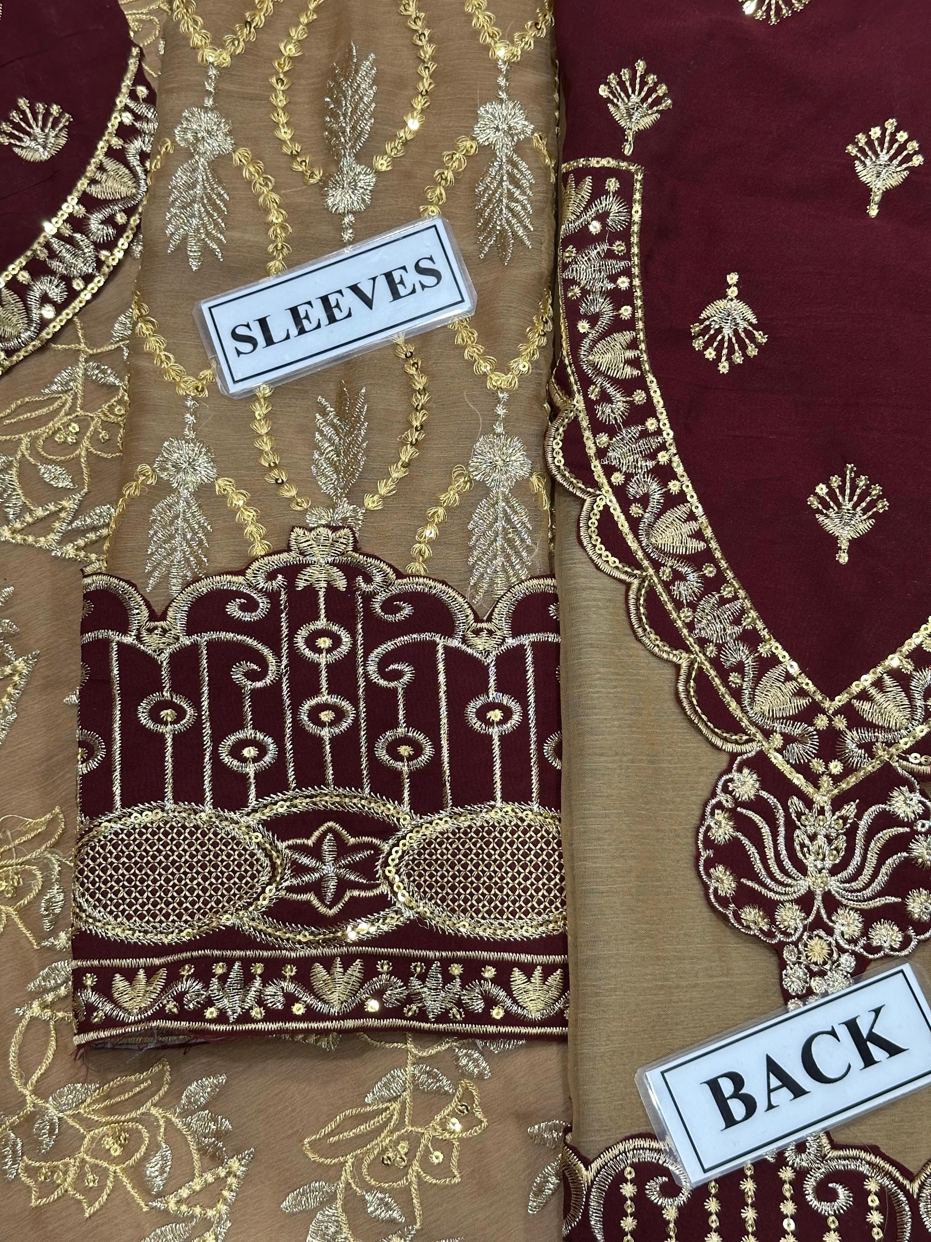 NAINSUKH LUXURY EMBROIDERED CHIFFON - 3 PC UNSTITCHED