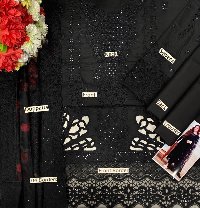 NUREH LUXURY EMBROIDERED CHIKANKARI LAWN - 3 PC UNSTITCHED