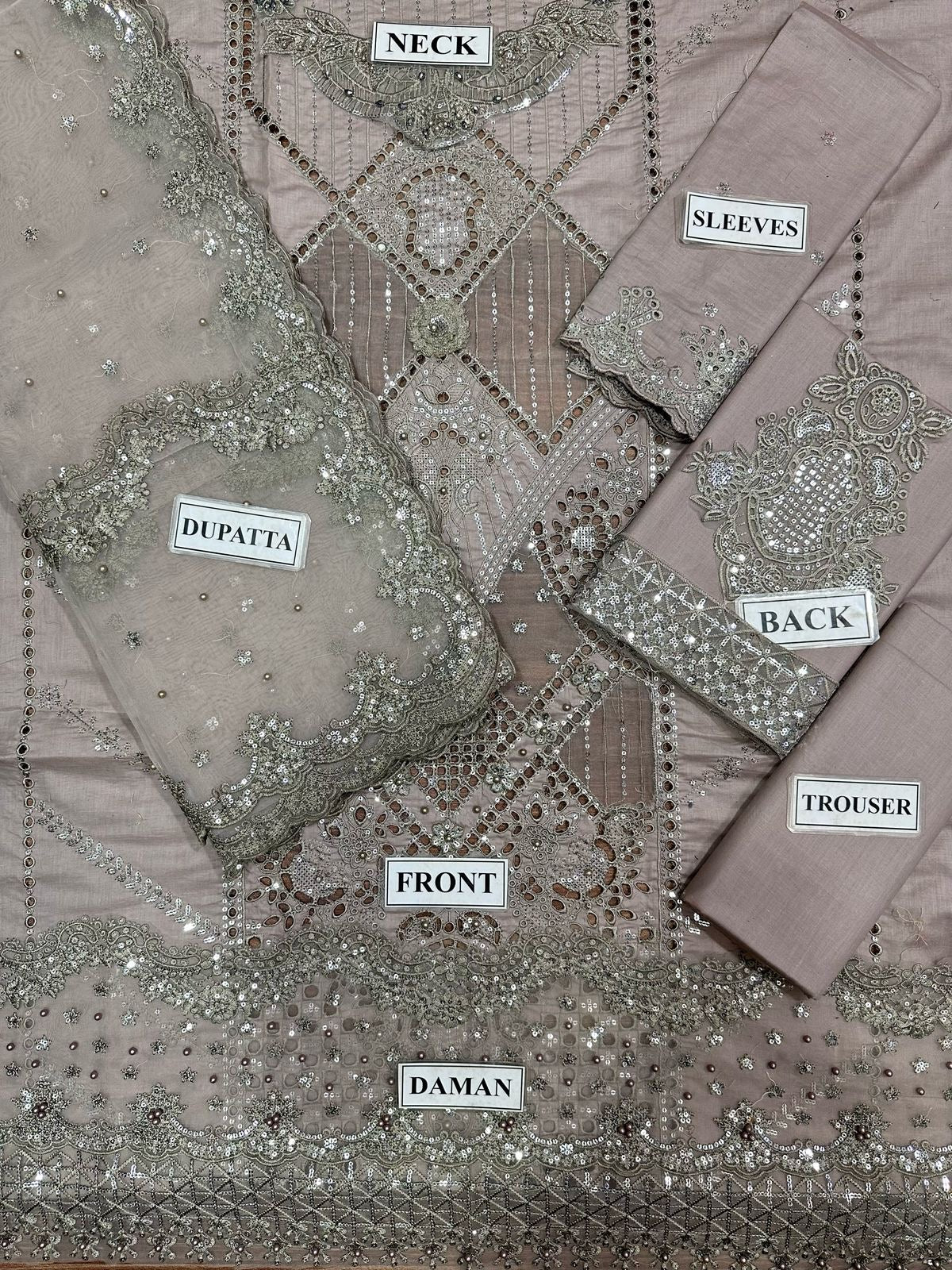 BIN ILYAS EMBROIDERED CHIKANKARI LAWN - 3 PC UNSTITCHED