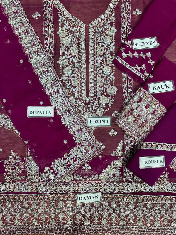ASIM JOFA EMBROIDERED CHIFFON - 3 PC UNSTITCHED