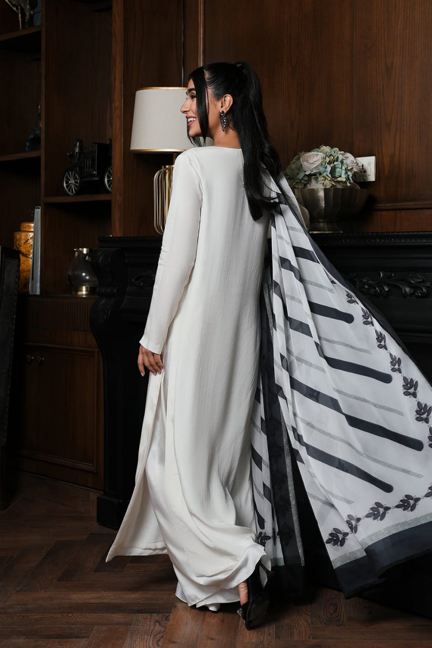 LULUSAR EMBROIDERED HANDMADE RAW SILK DRESS - 3 PC UNSTITCHED