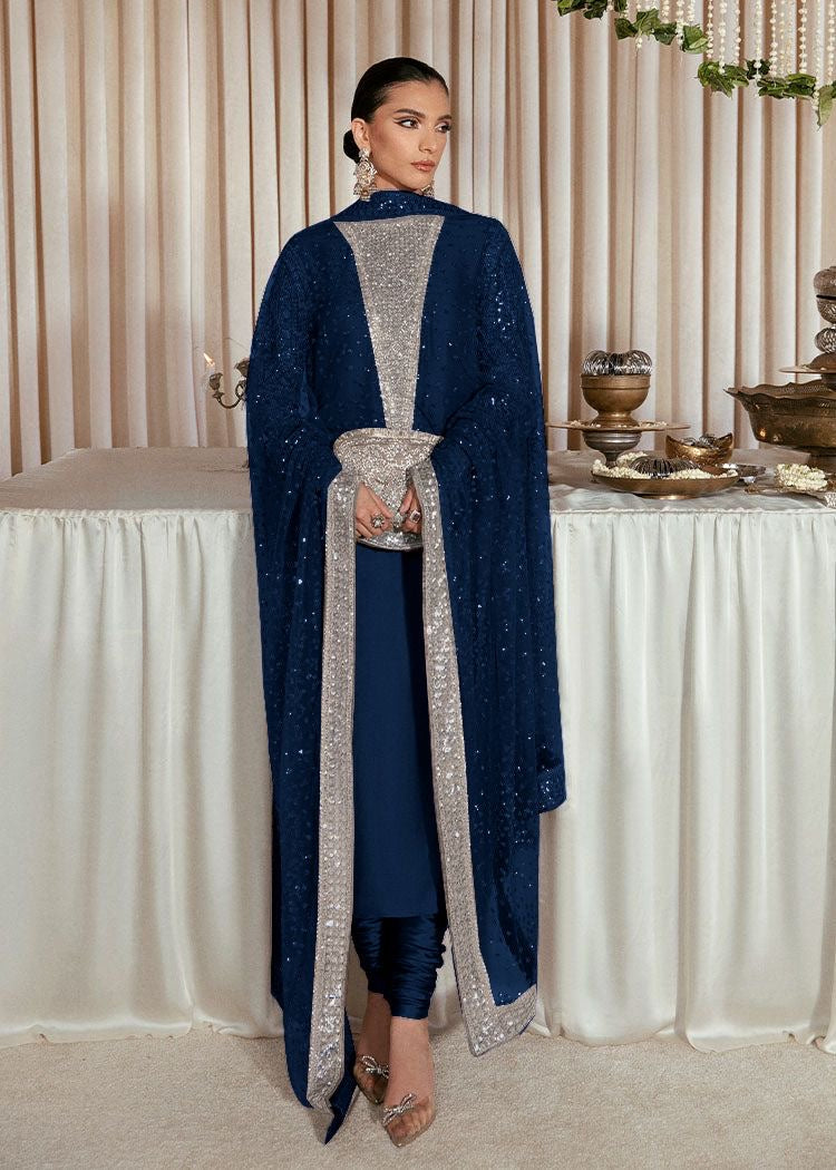 HUSSAIN REHAR LUXURY EMBROIDERED ADDA WORK RAW SILK - 3 PC UNSTITCHED