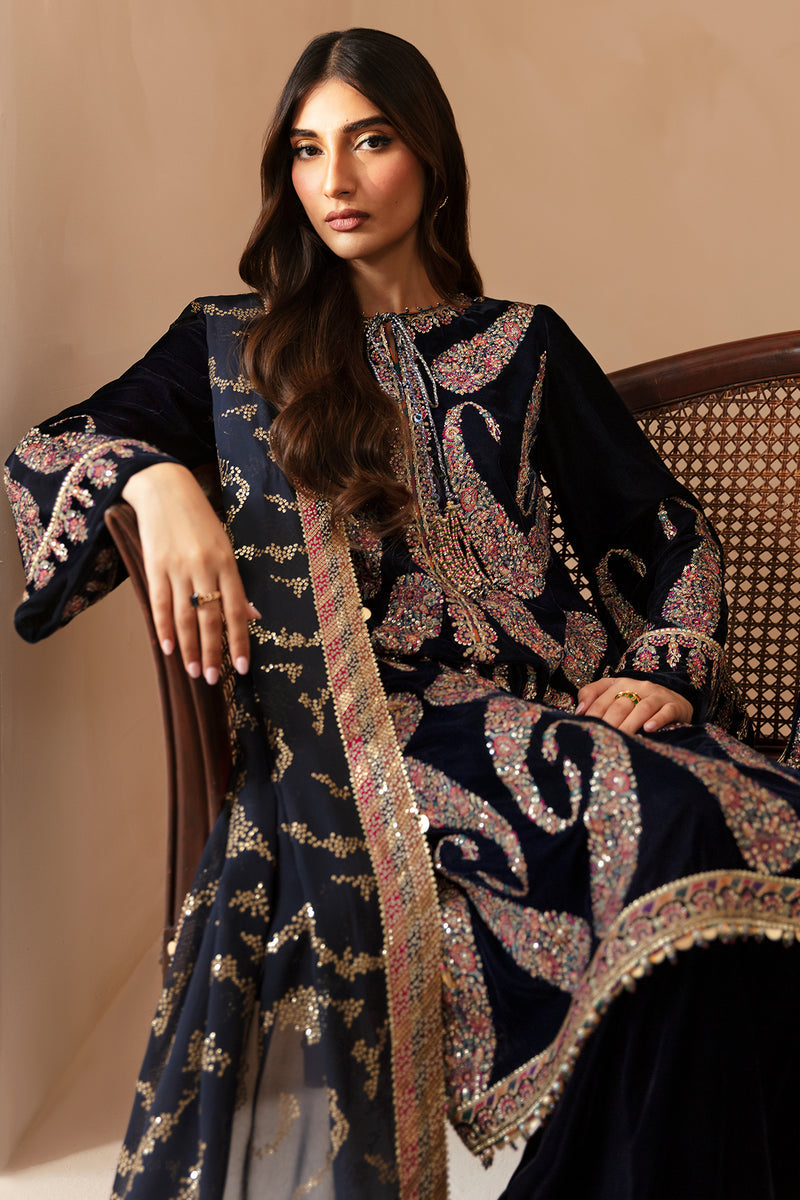 JAZMIN LUXURY EMBROIDERED VELVET - 3 PC UNSTITCHED