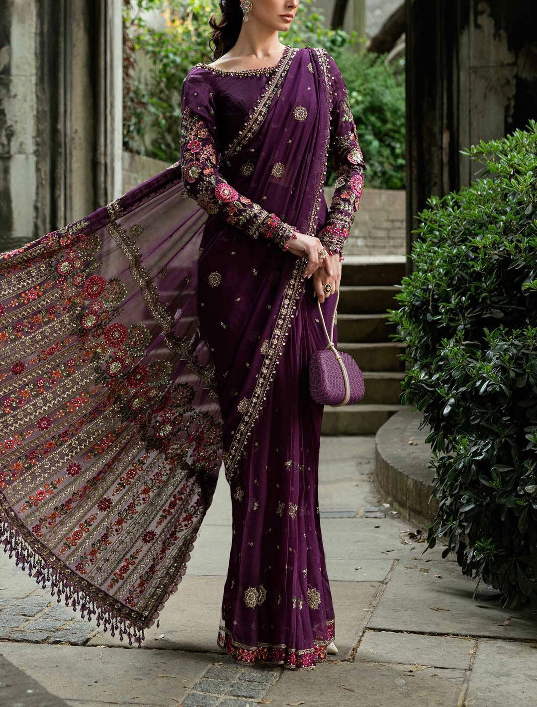 MARIA B LUXURY EMBROIDERED CHIFFON SAREE - 3 PC UNSTITCHED