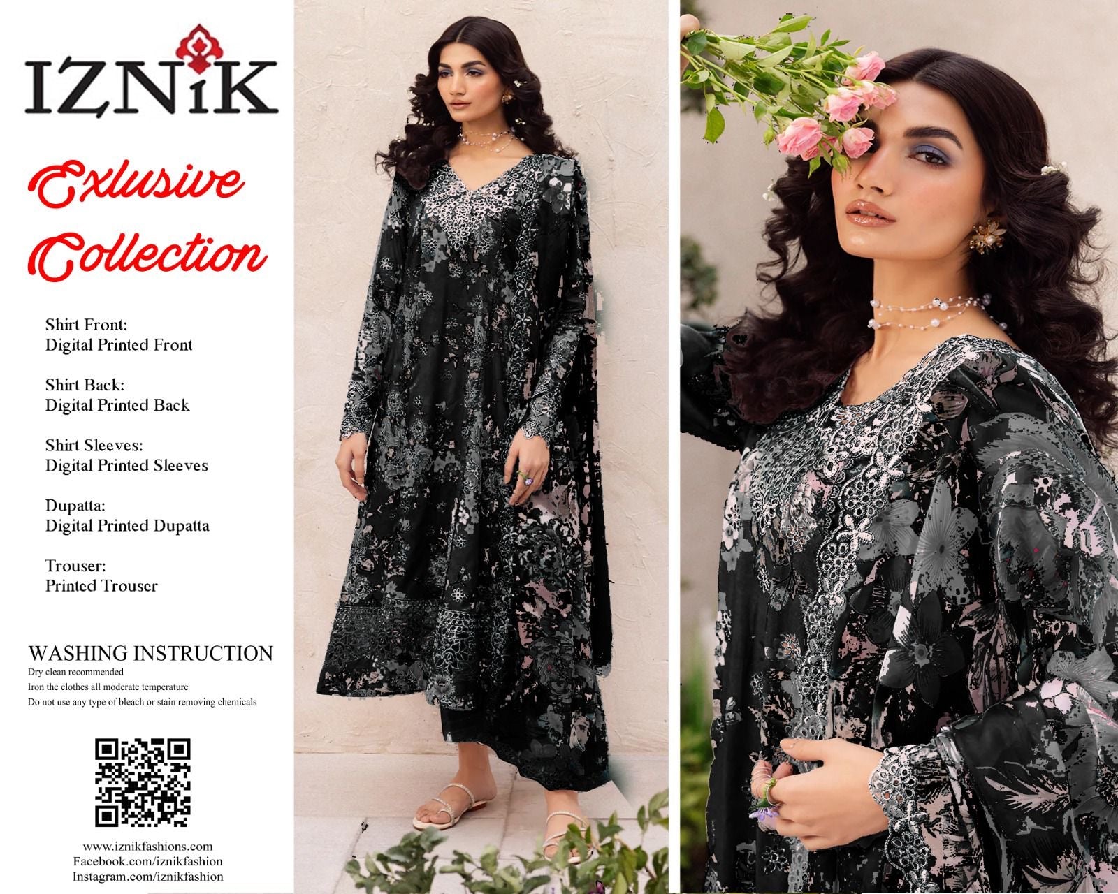 IZNIK EMBROIDERED LAWN - 3 PC UNSTITCHED