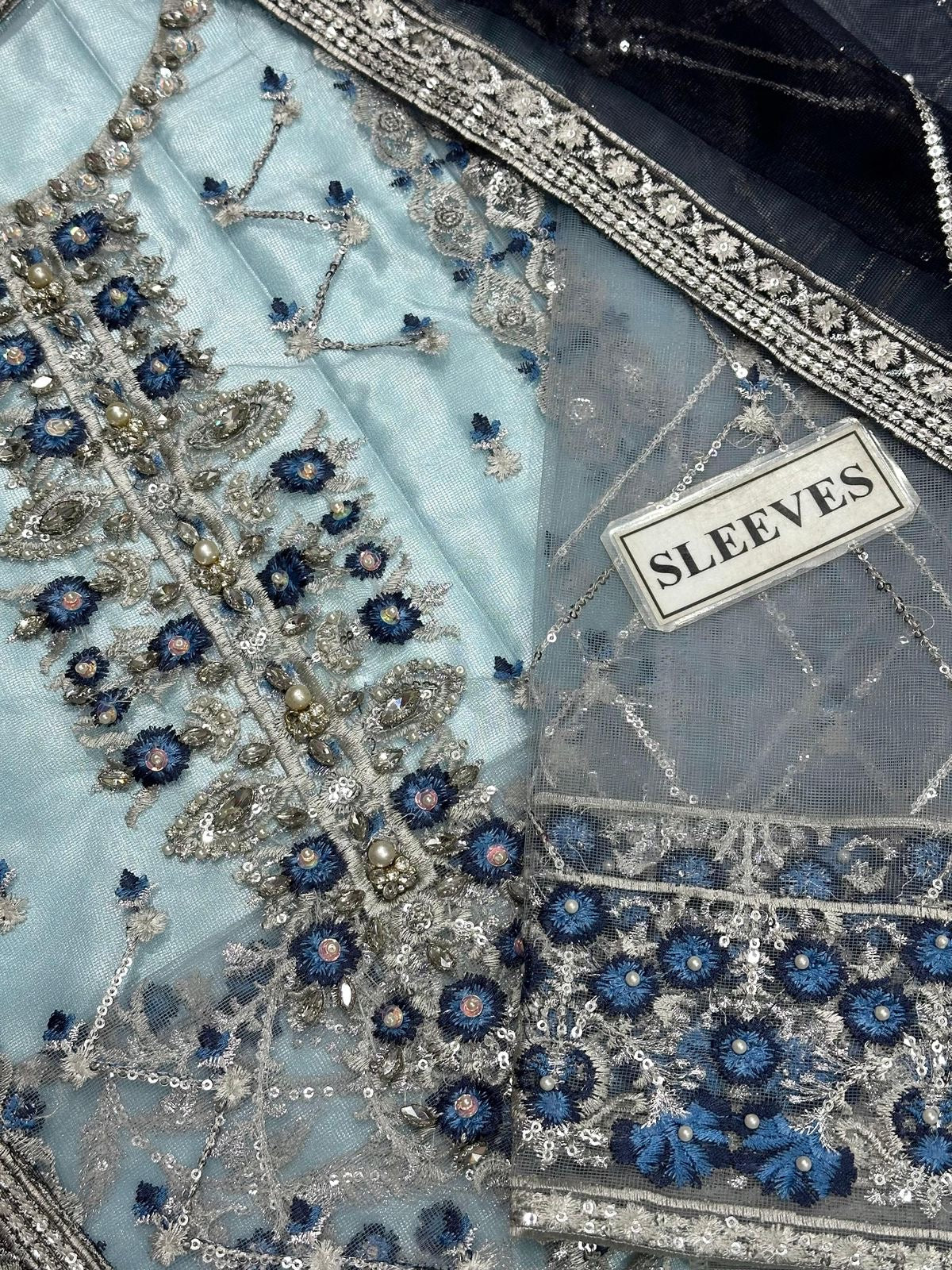 ASIM JOFA EMBROIDERED NET - 3 PC UNSTITCHED