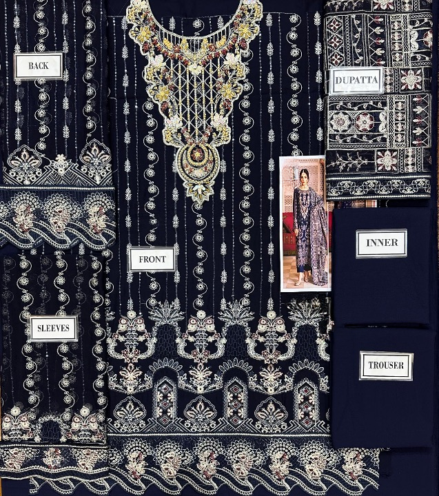 RAMSHA EMBROIDERED CHIFFON - 3 PC UNSTITCHED