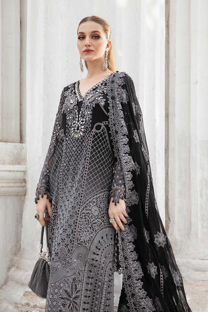 MARIA B LUXURY WEDDING EMBROIDERED TIE & DIE CHIFFON - 3 PC UNSTITCHED