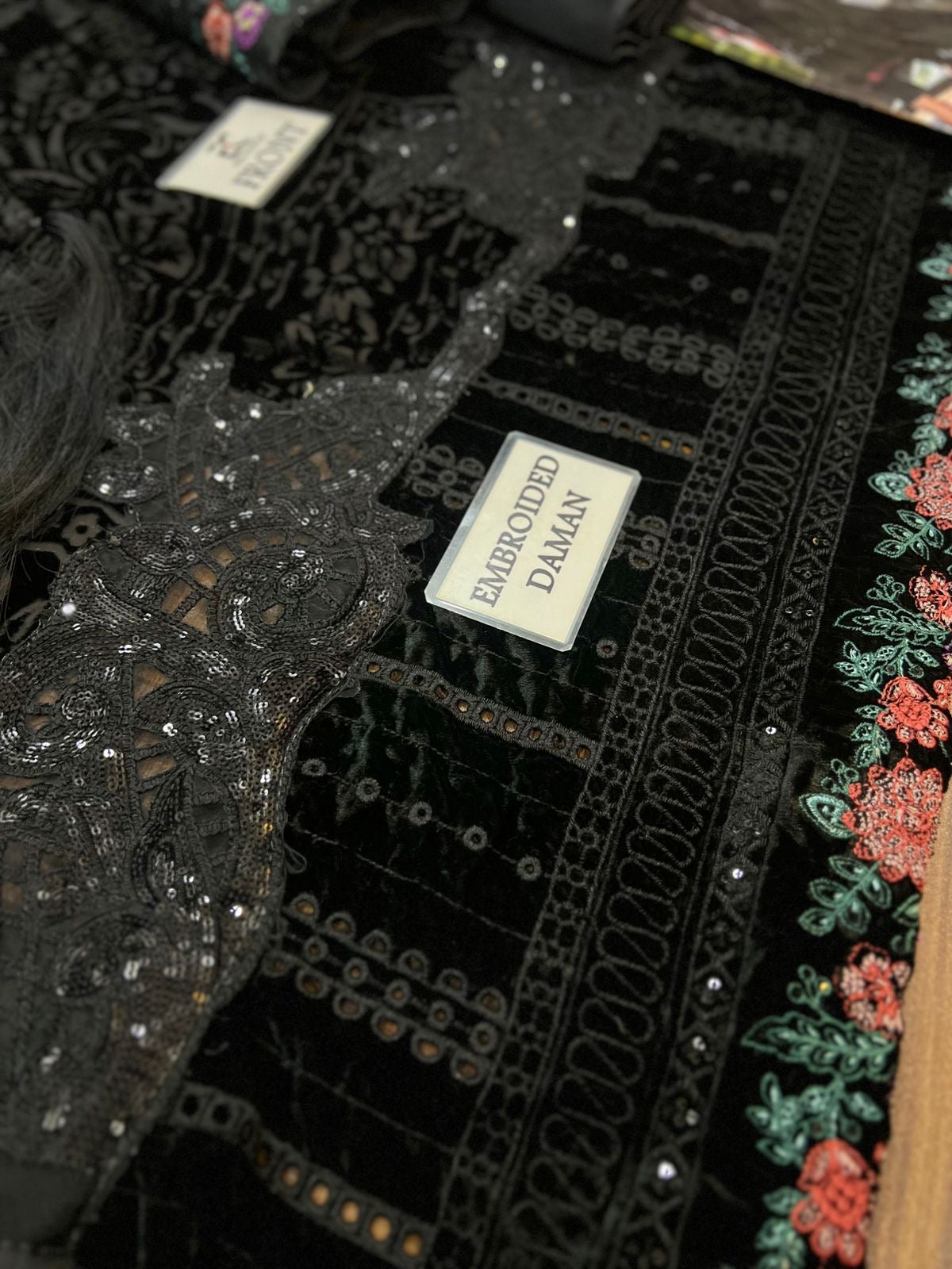 MARIA B PALACHI EMBROIDERED VELVET - 3 PC UNSTITCHED