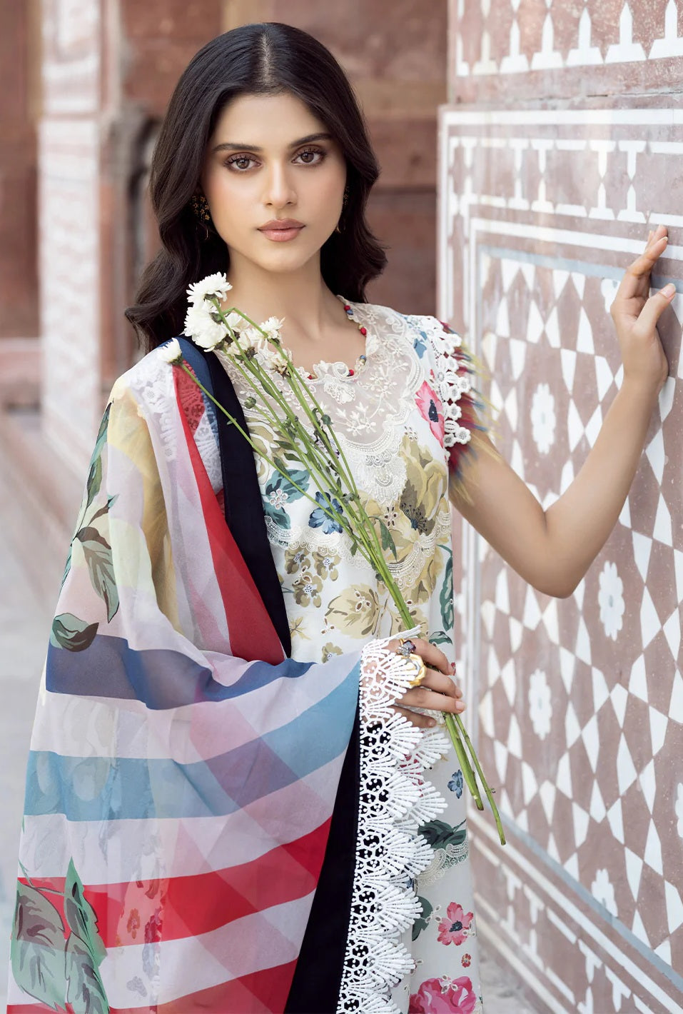 BIN ILYAS PRINTED EMBROIDERED LAWN - 3 PC UNSTITCHED