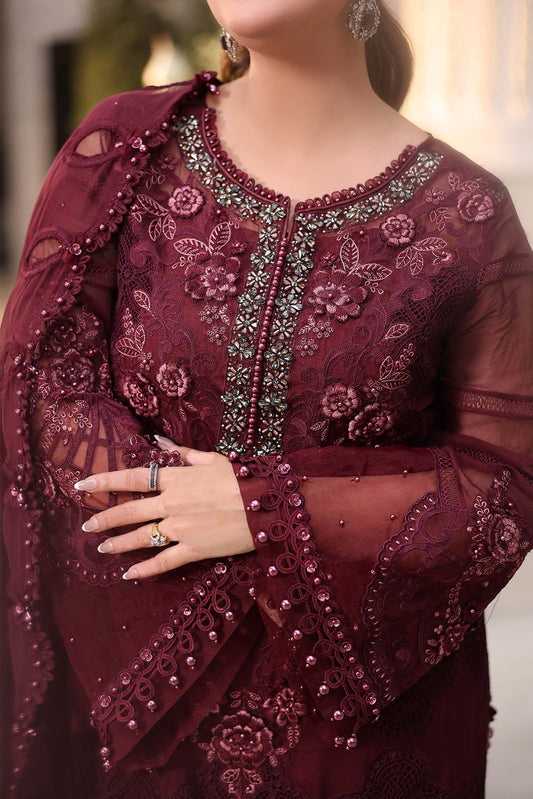 MARIA B LUXURY EMBROIDERED ADDA WORK CHIFFON - 3 PC UNSTITCHED