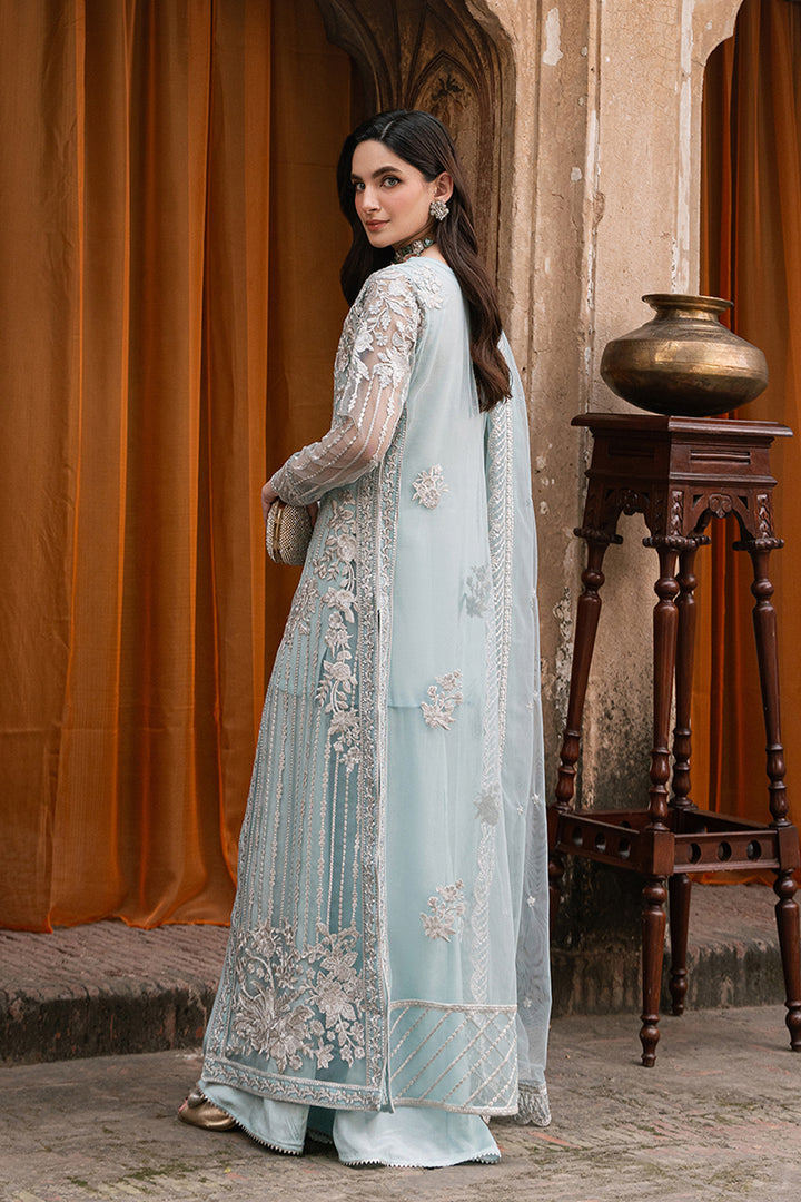 AZURE EMBROIDERED SEMI PURE CHIFFON - 3 PC UNSTITCHED
