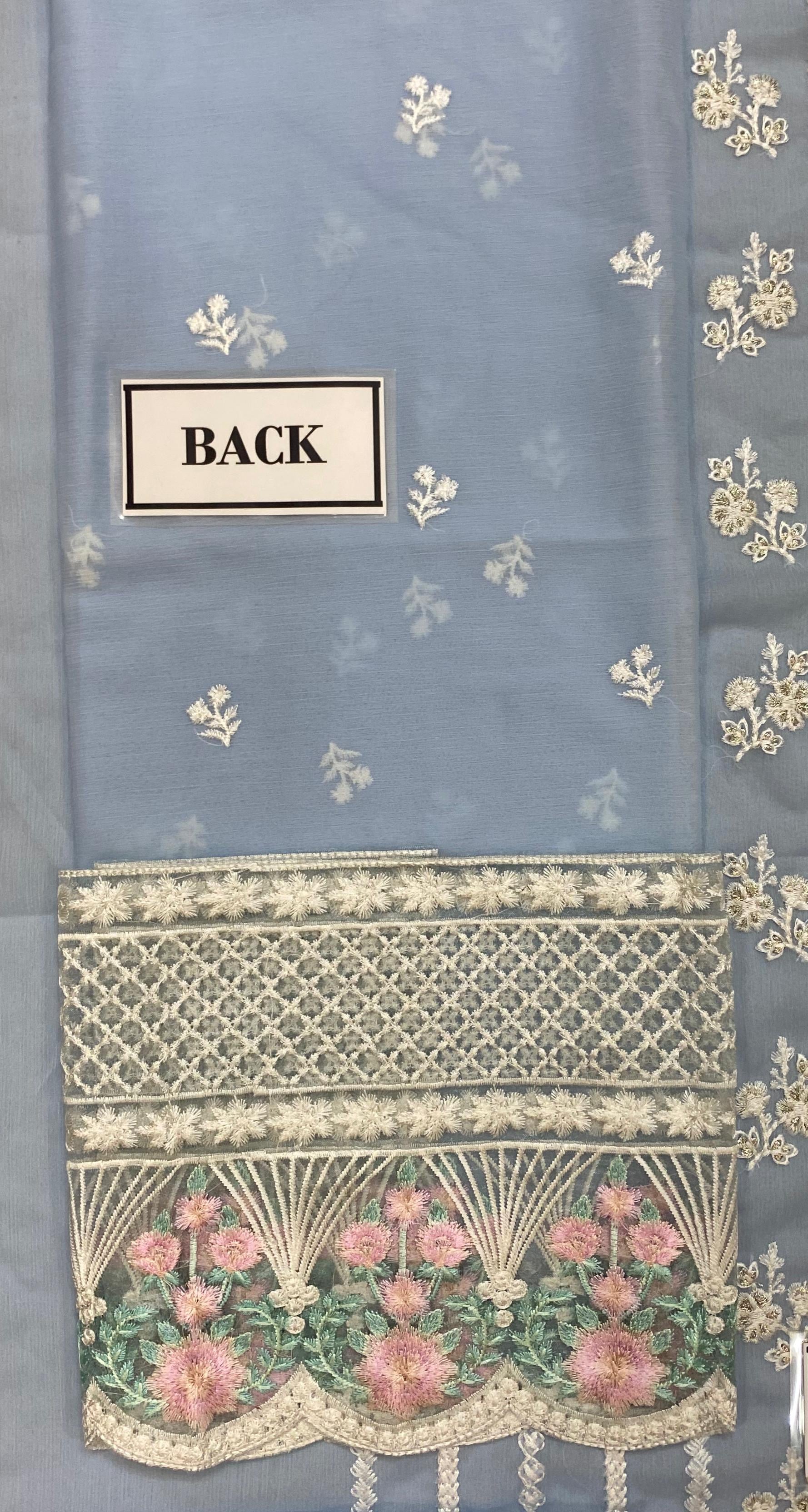 AZURE EMBROIDERED SEMI PURE CHIFFON - 3 PC UNSTITCHED