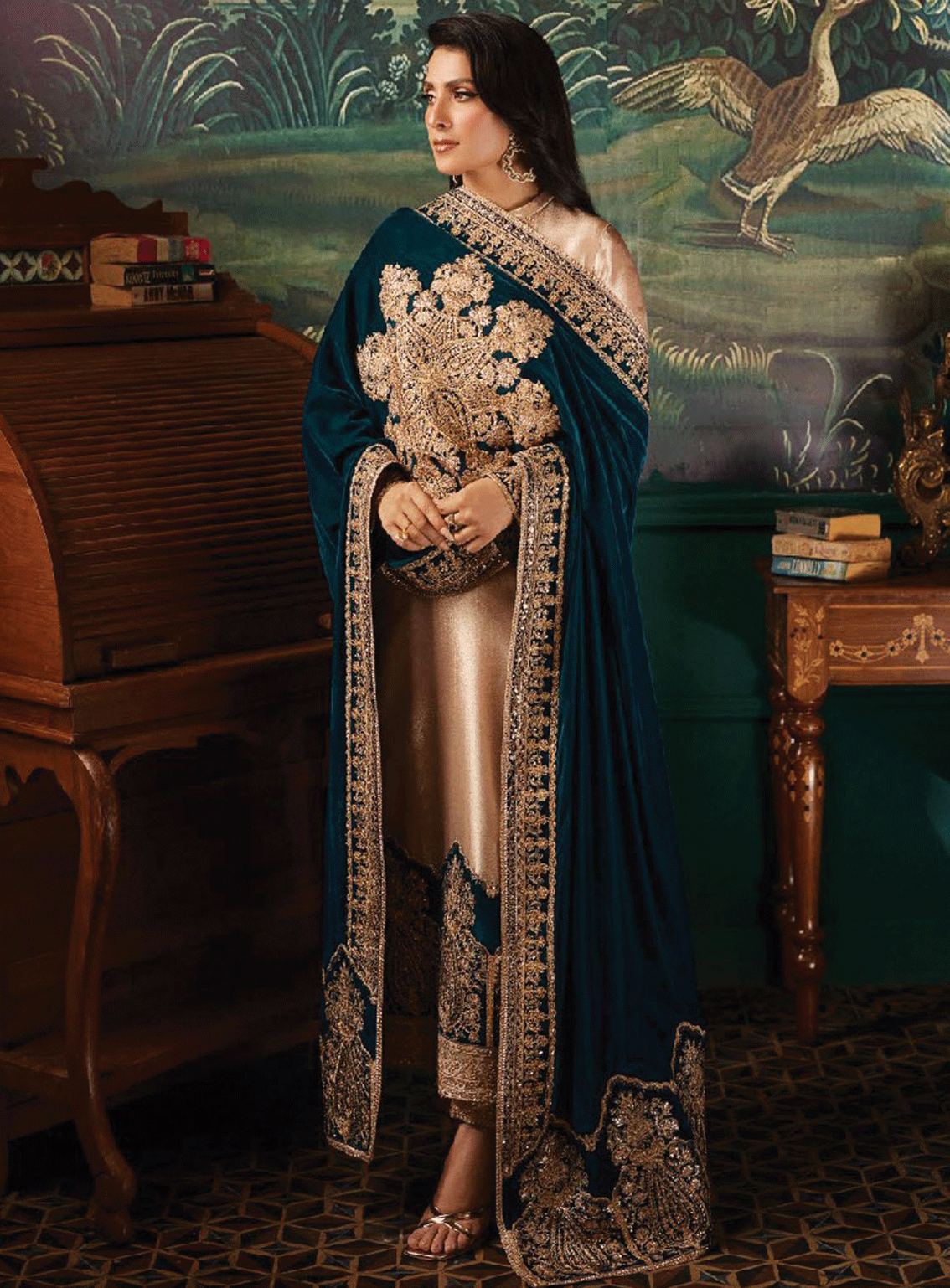 ZAINAB CHOTTANI EMBROIDERED MYSOORI VELVET - 3 PC UNSTITCHED