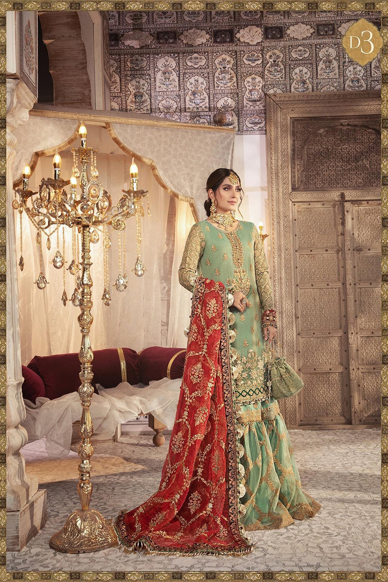 MARIA B LUXURY WEDDING EMBROIDERED MYSOORI - 3 PC UNSTITCHED