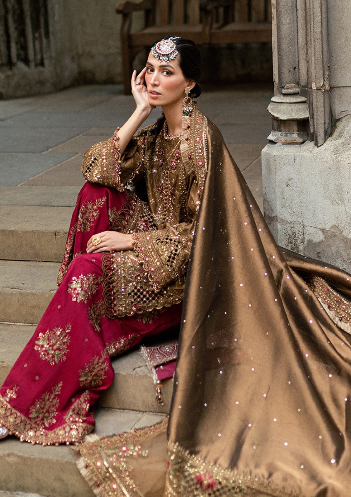 MARIA B WEDDING EMBROIDERED RAW SILK - 3 PC UNSTITCHED