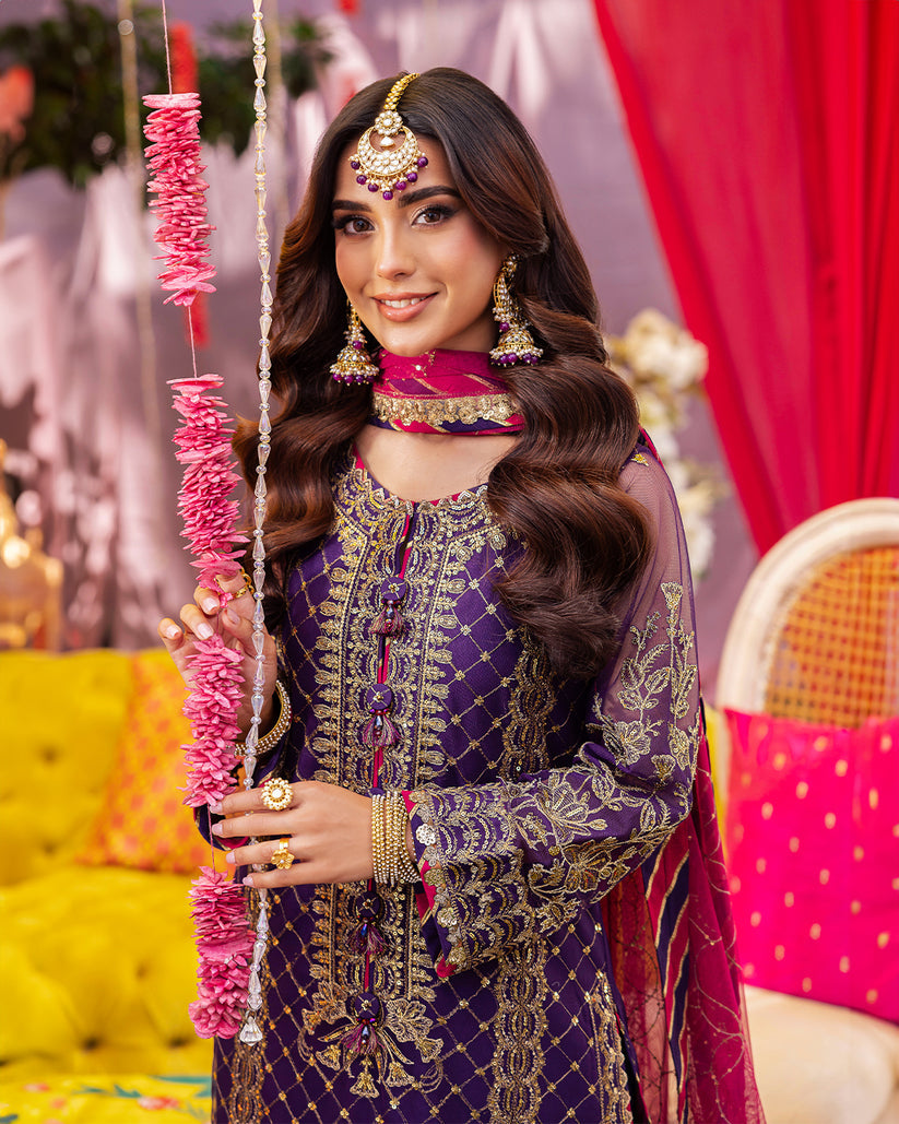 ASIM JOFA LUXURY EMBROIDERED SEMI PURE CHIFFON - 3 PC UNSTITCHED