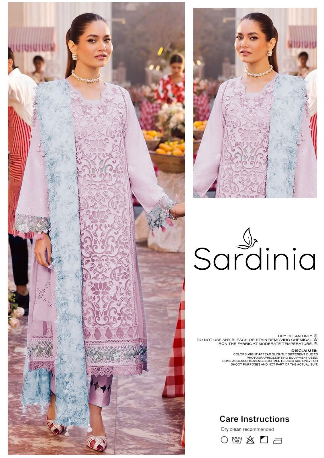 SARDINIA CHIKANKARI LASER EMBROIDERED LAWN - 3 PC UNSTITCHED