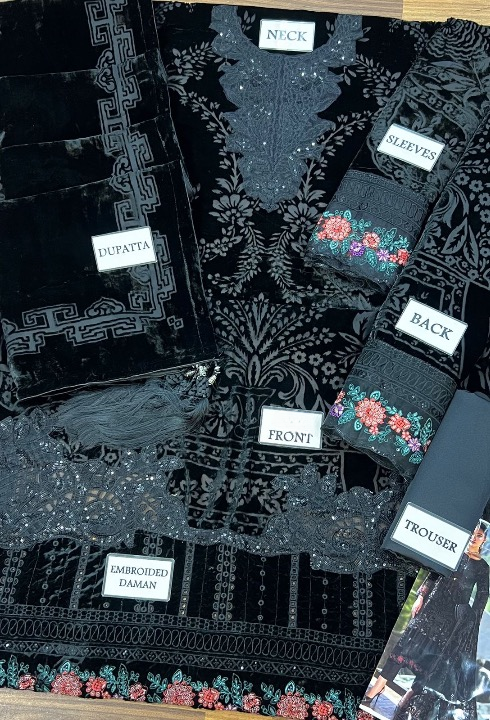 MARIA B PALACHI EMBROIDERED VELVET - 3 PC UNSTITCHED