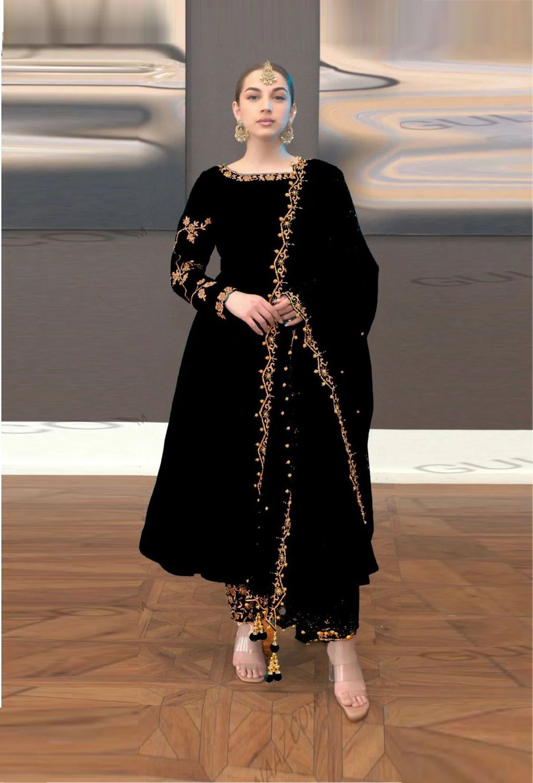 ZAFIRA LUXURY EMBROIDERED VELVET - 3 PC UNSTITCHED