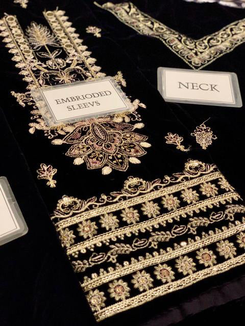 JAZMIN LUXURY EMBROIDERED VELVET - 3 PC UNSTITCHED