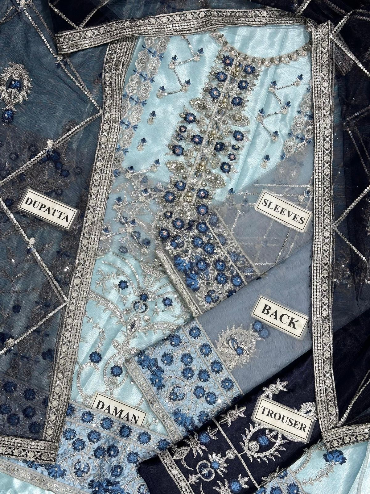 ASIM JOFA EMBROIDERED NET - 3 PC UNSTITCHED