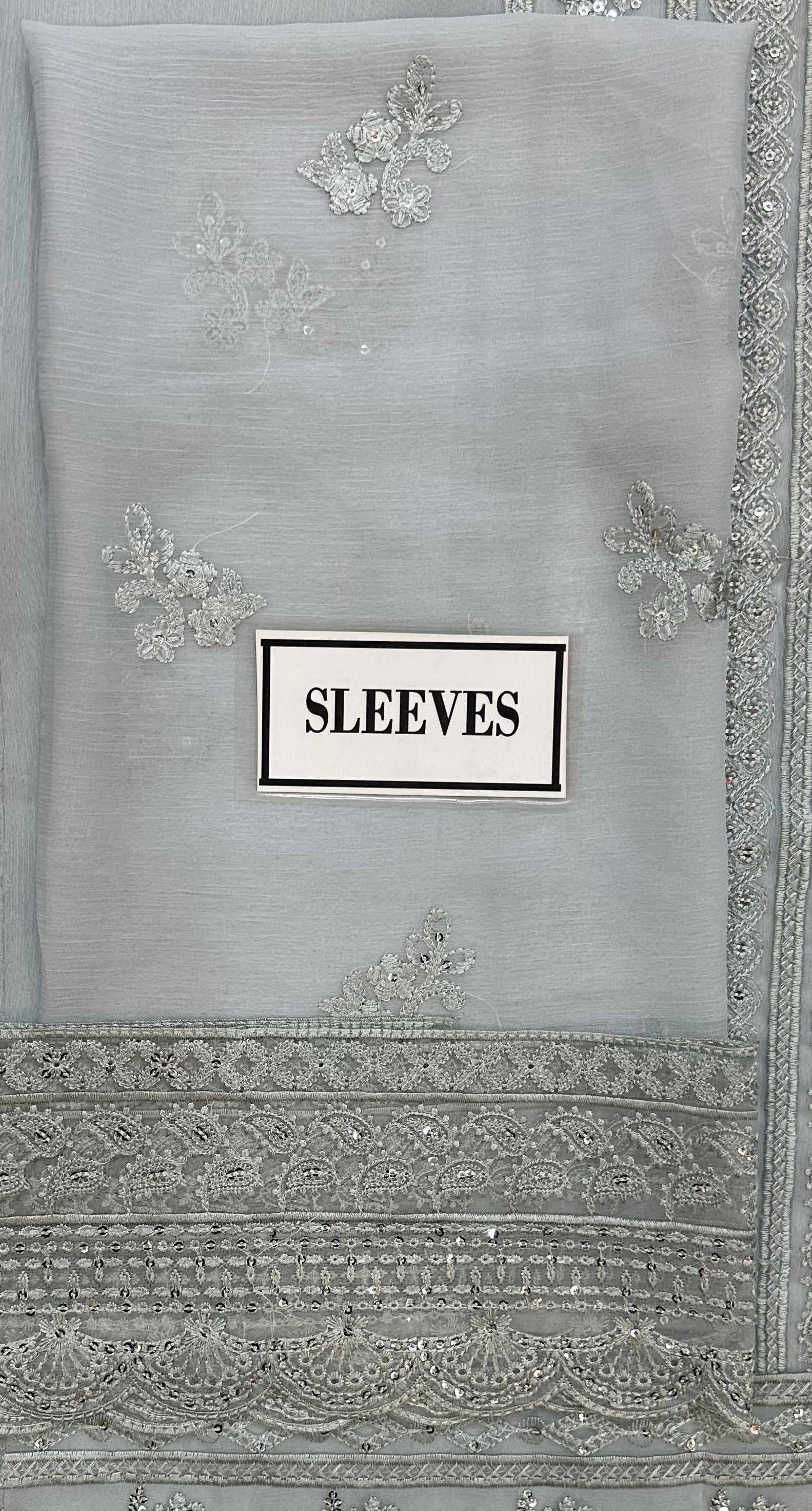 AZURE SEMI PURE CHIFFON EMBROIDERED - 3 PC UNSTITCHED