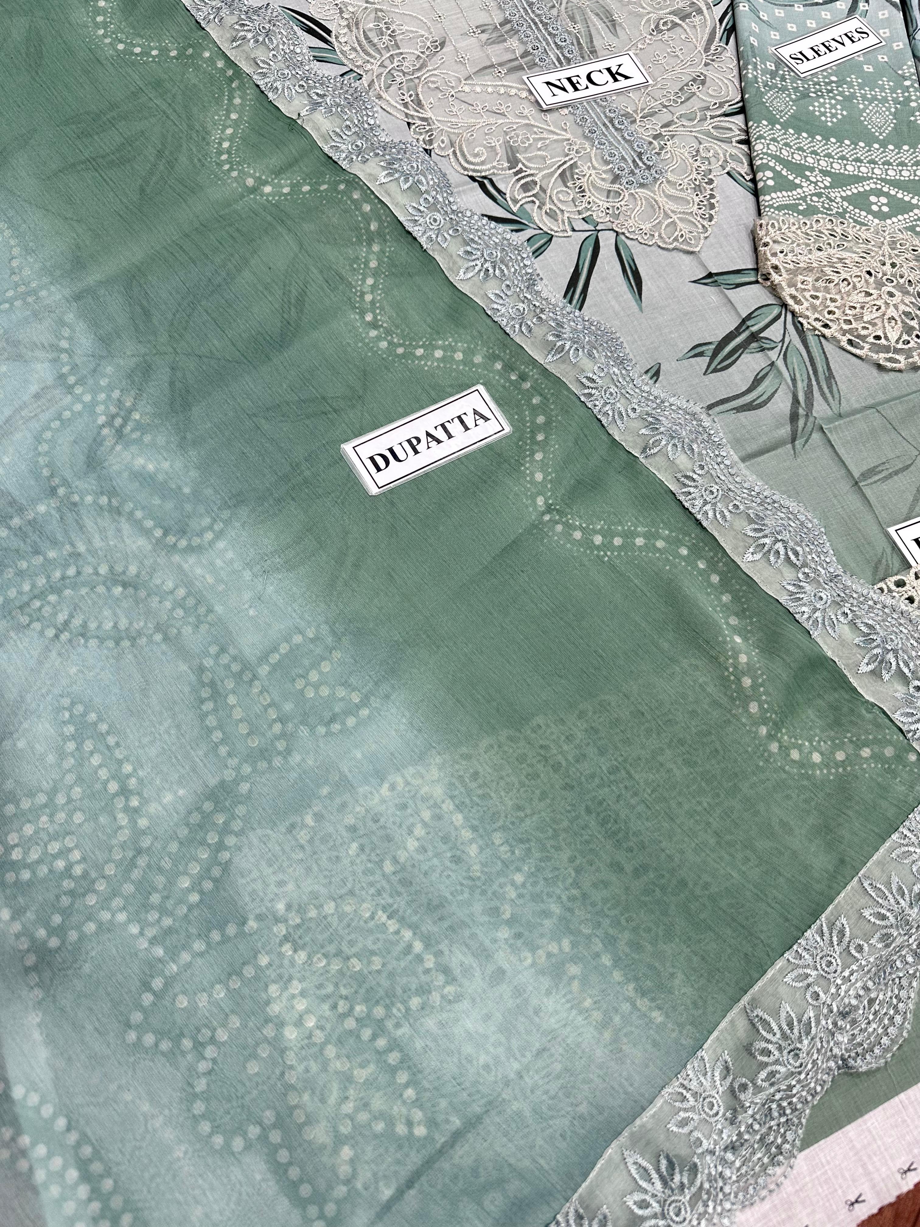 NUREH DIGITAL PRINTED EMBROIDERED LAWN - 3 PC UNSTITCHED