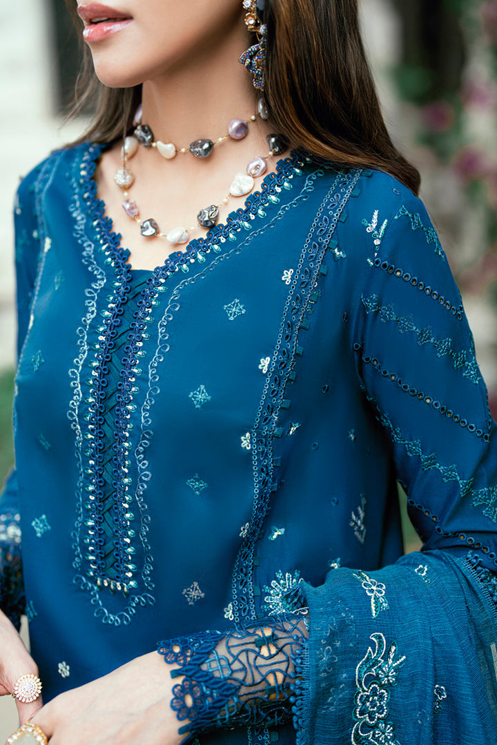 QALAMKAR LUXURY EMBROIDERED CHIKANKARI LAWN - 3 PC UNSTITCHED
