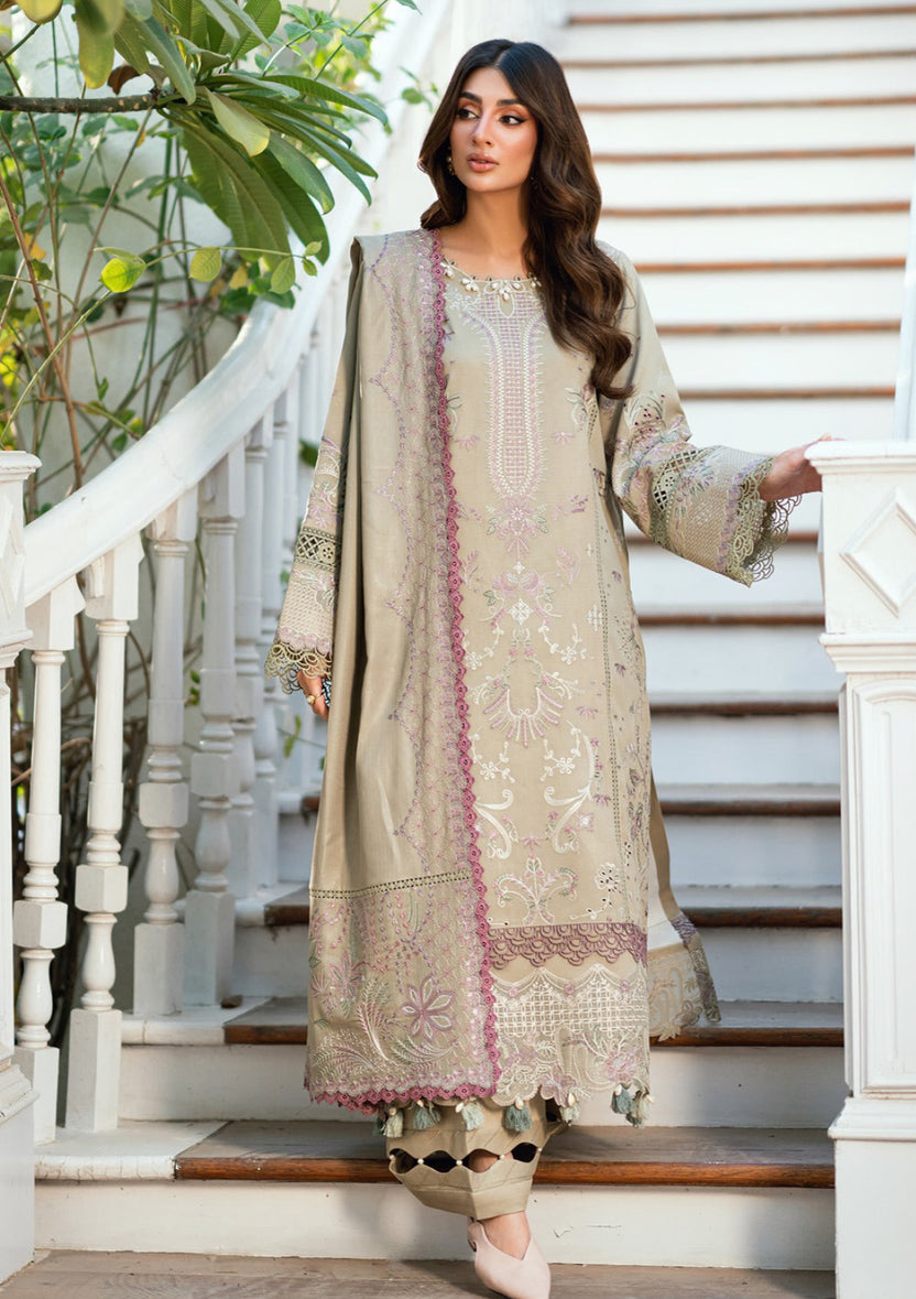 EMBROIDERED LAWN DRESS - 3 PC UNSTITCHED