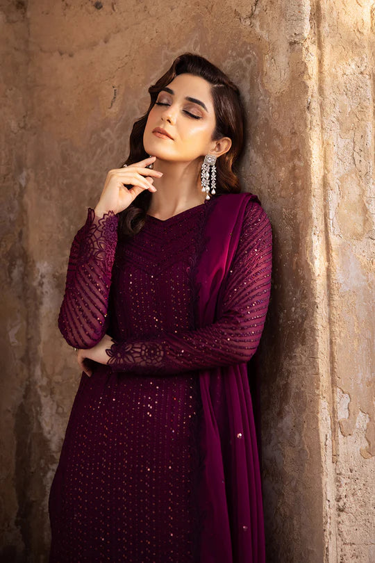 AZURE LUXURY WEDDING EMBROIDERED CHIFFON - 3 PC UNSTITCHED