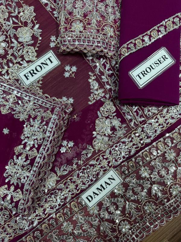 ASIM JOFA EMBROIDERED CHIFFON - 3 PC UNSTITCHED