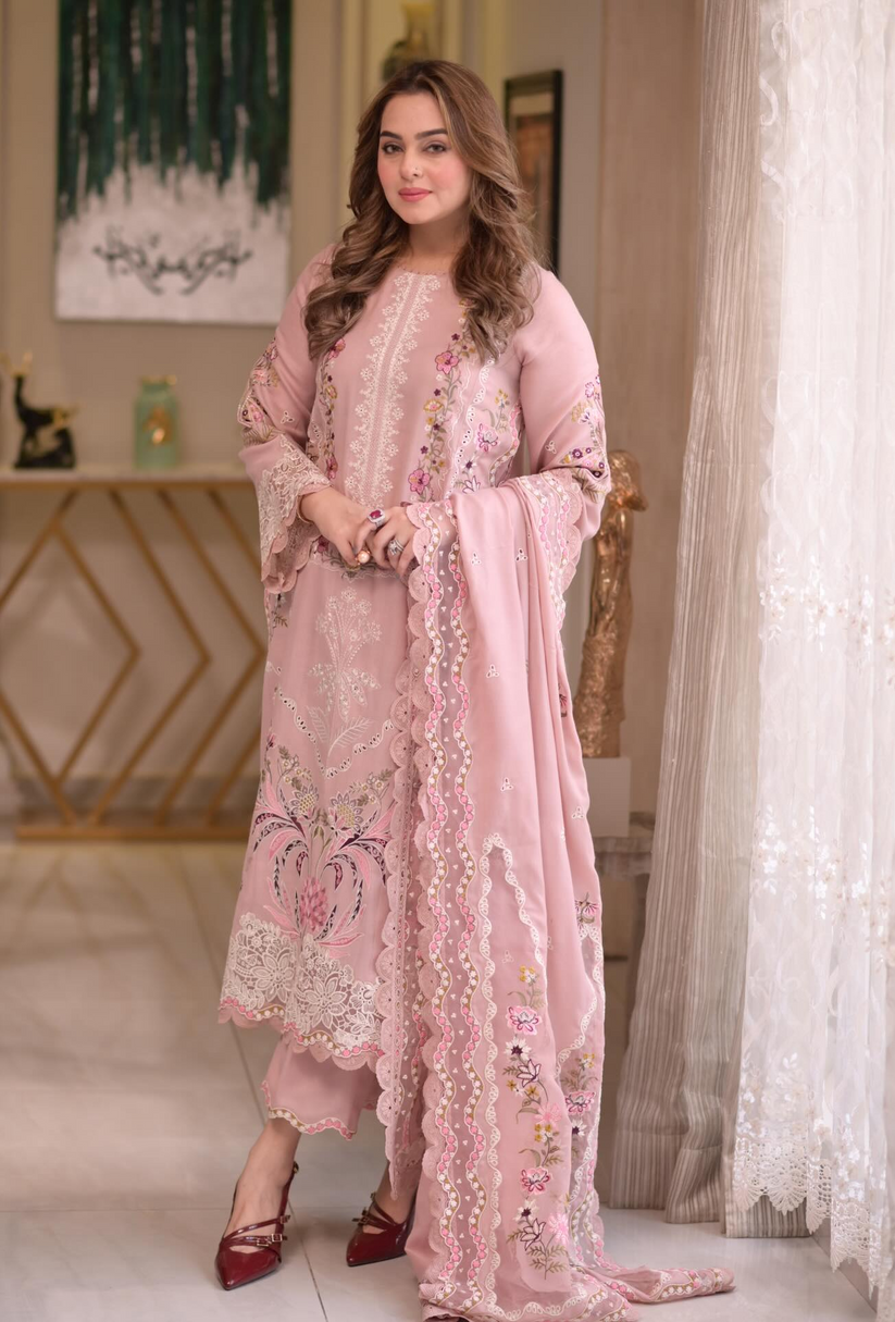 ANEELA’S EMBROIDERED LAWN WITH KHADDI NET DUPATTA - 3 PC UNSTITCHED