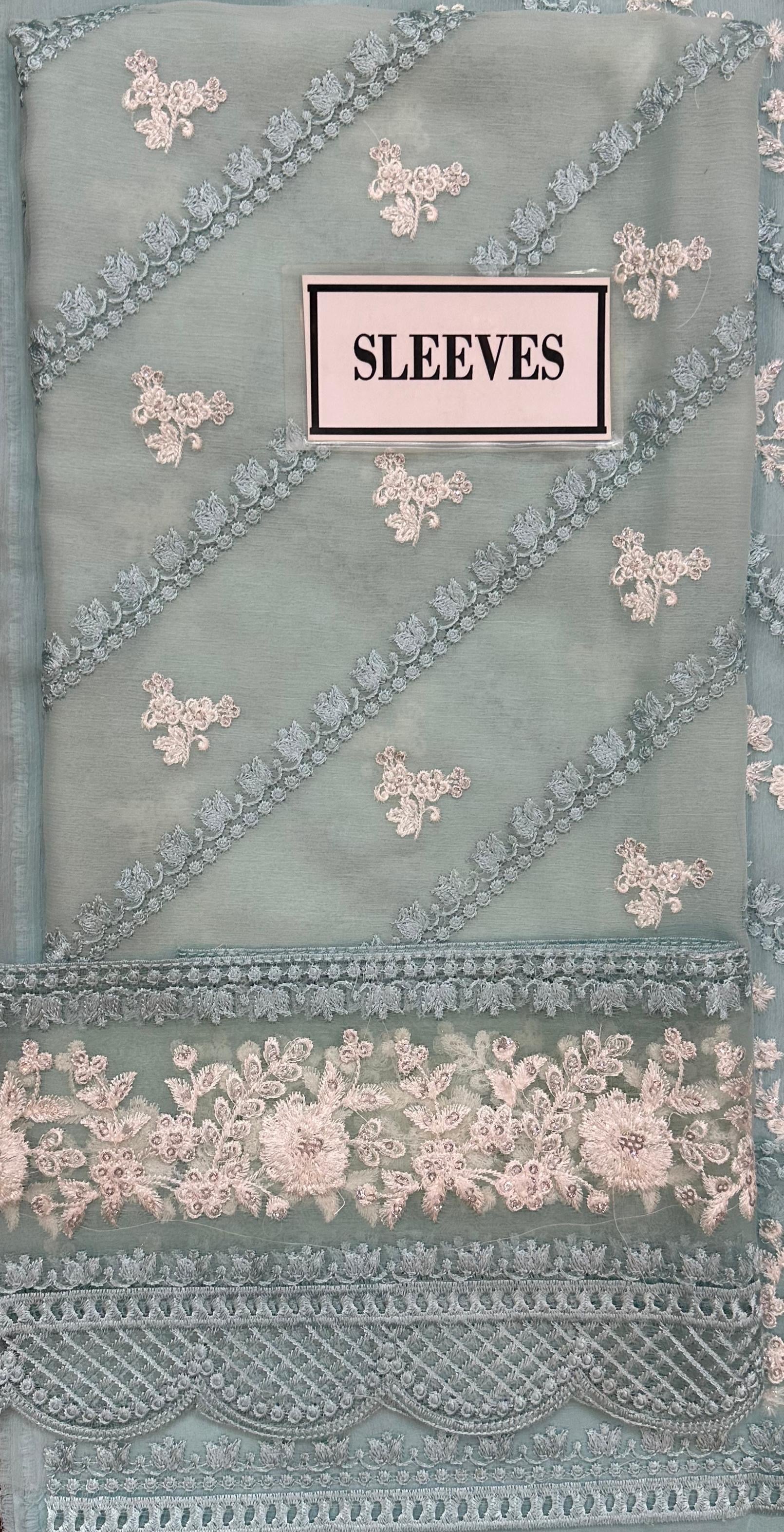 LAIBA KHAN ICE BLUE EMBROIDERED CHIFFON - 3 PC UNSTITCHED
