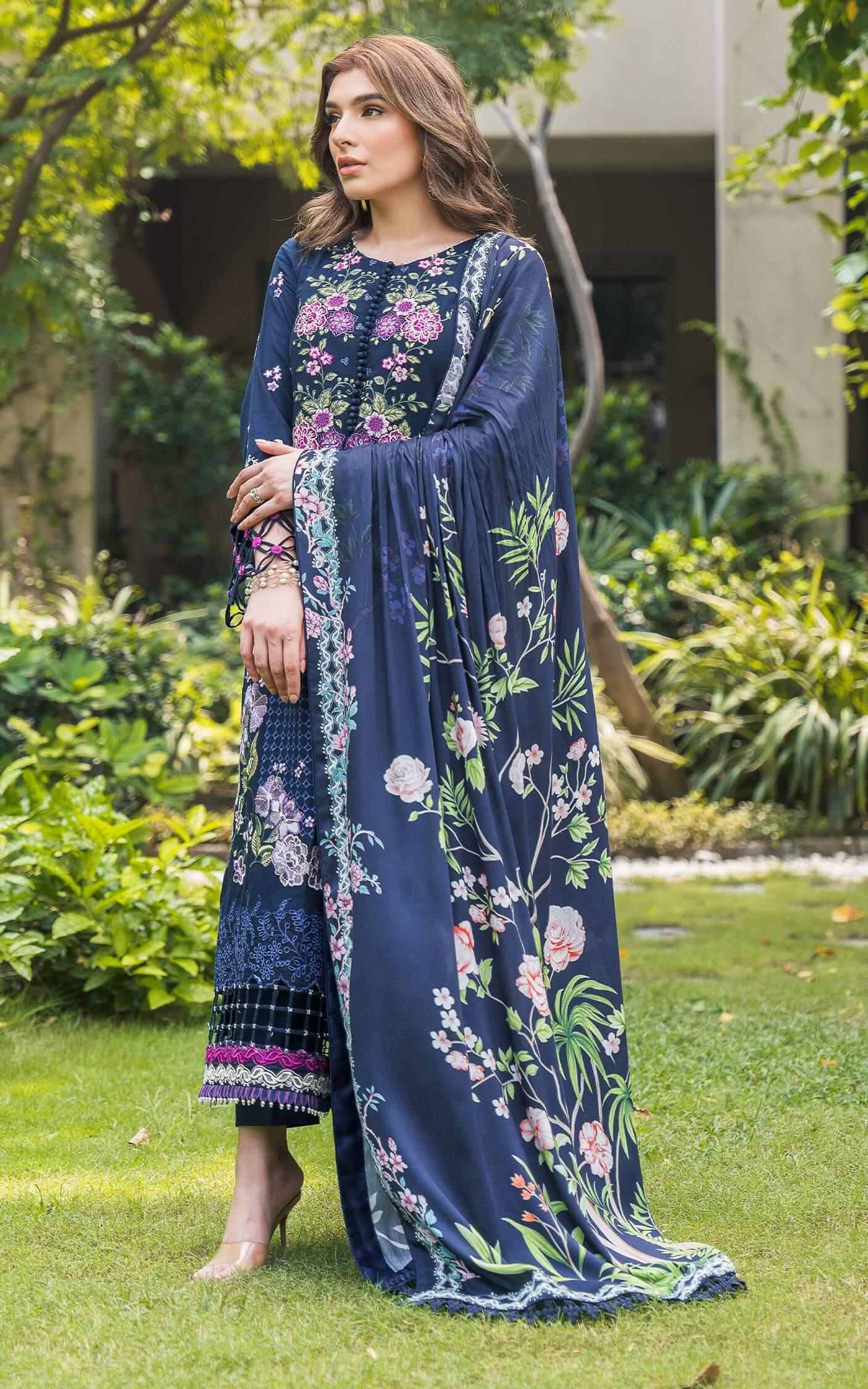 ASIFA NABEEL EMBROIDERED LAWN - 3 PC UNSTITCHED