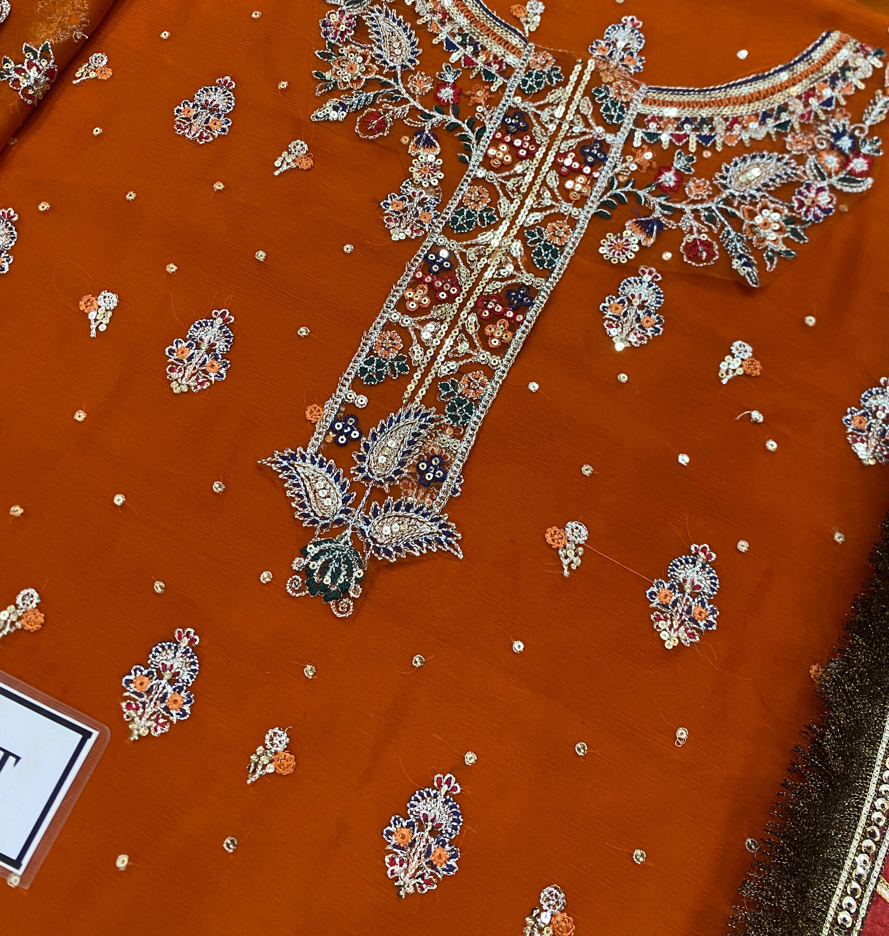 BAROQUE LUXURY EMBROIDERED CHIFFON - 3 PC UNSTITCHED SUIT